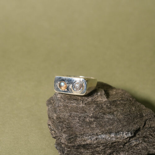 Labradorite/ Tourmaline Ring